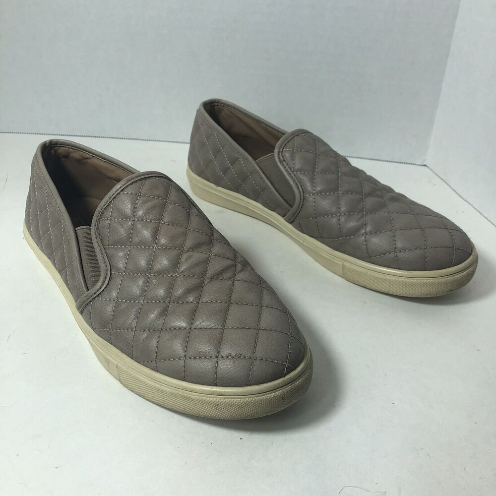 Steve Madden Shoes Womens Size 10‎ B Ecentrcq Brown Taupe Quilted Slip On D3